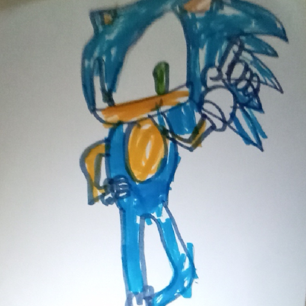 Sonic Editions Blue and Orange Drawing Illustration